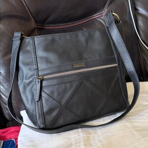 Rosetti Black Quilted Crossbody Bag with Front Zip Pocket